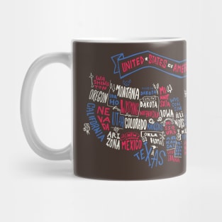 USA cartoon map Mug